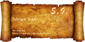 Sárga Ida névjegykártya